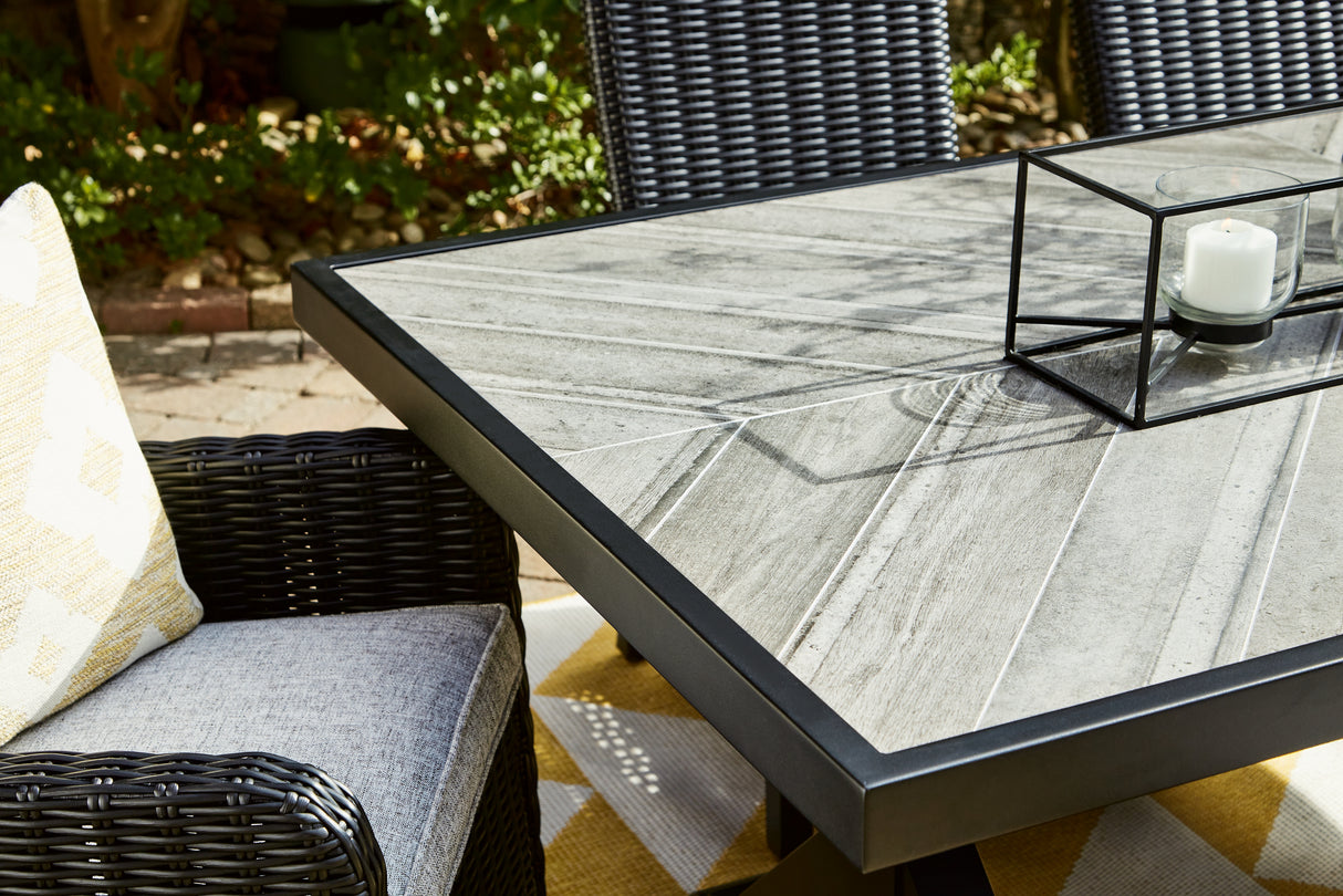 Beachcroft Black/Light Gray Outdoor Dining Table from Ashley Furniture - Luna Furniture