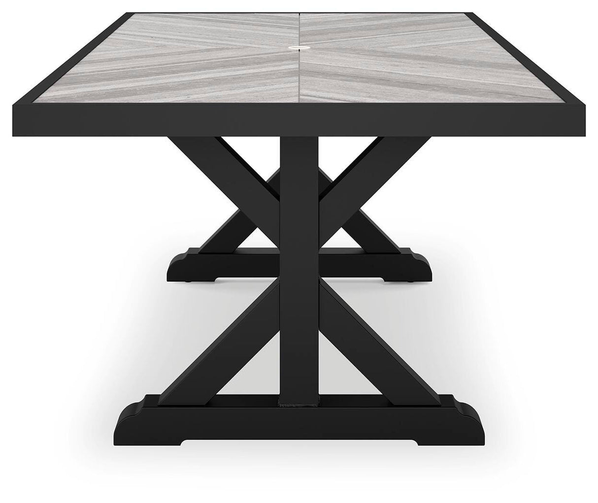 Beachcroft Outdoor Dining Table and 6 Chairs in Black/Light Gray from Ashley Furniture - Luna Furniture