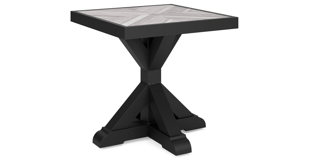 Beachcroft Black/Light Gray Outdoor End Table from Ashley - Luna Furniture