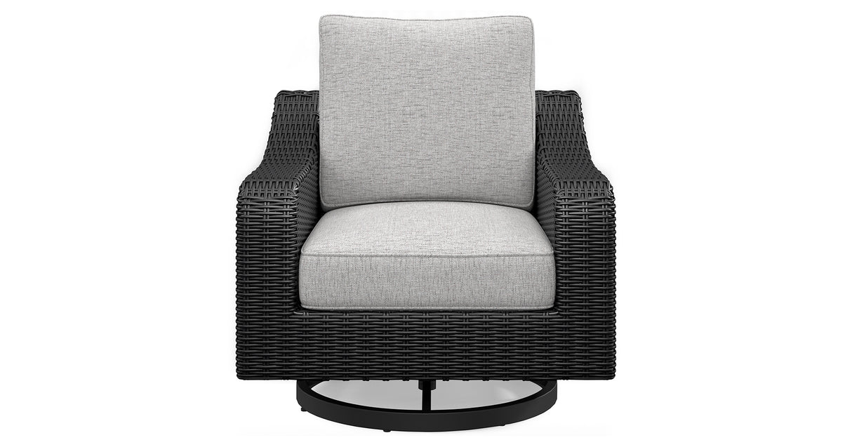 Beachcroft Outdoor Sofa with 2 Lounge Chairs in Black/Light Gray from Ashley - Luna Furniture