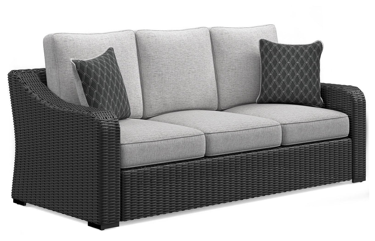 Beachcroft Outdoor Sofa with 2 Lounge Chairs in Black/Light Gray from Ashley - Luna Furniture