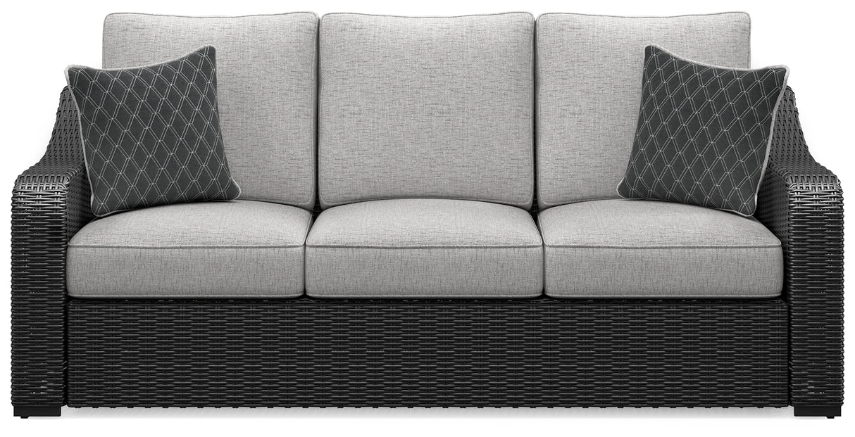 Beachcroft Black/Light Gray Outdoor Sofa with Cushion from Ashley Furniture - Luna Furniture
