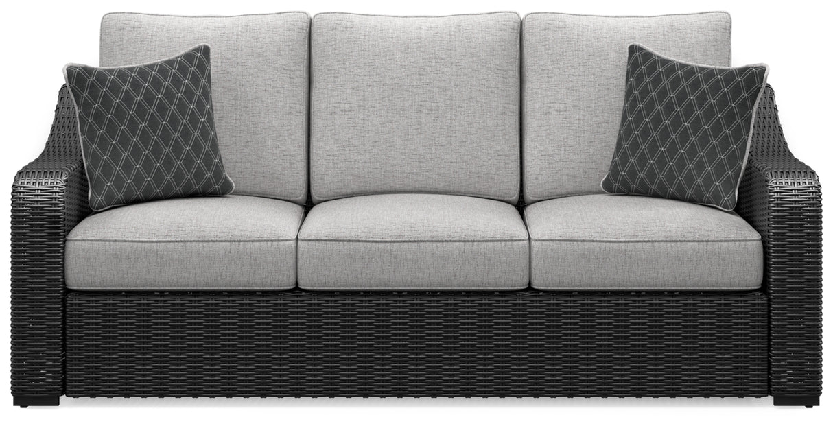 Beachcroft Outdoor Sofa with 2 Lounge Chairs in Black/Light Gray from Ashley - Luna Furniture