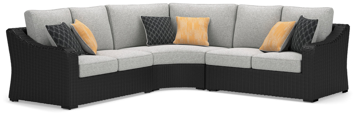 Beachcroft Black 3-Piece Outdoor Sectional from Ashley Furniture - Luna Furniture