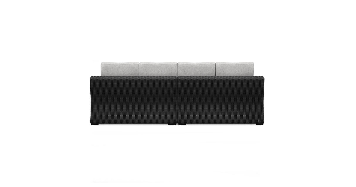 Beachcroft Black/Light Gray 2-Piece Outdoor Sofa with Cushion from Ashley Furniture - Luna Furniture