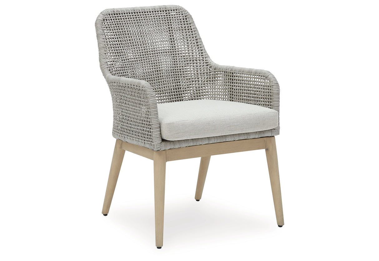 Seton Creek Gray Outdoor Dining Arm Chair from Ashley - Luna Furniture