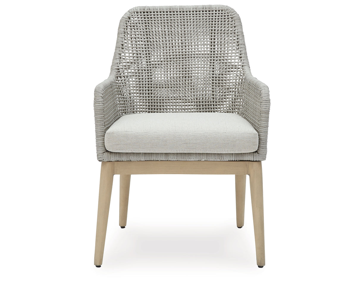 Seton Creek Gray Outdoor Dining Arm Chair from Ashley - Luna Furniture