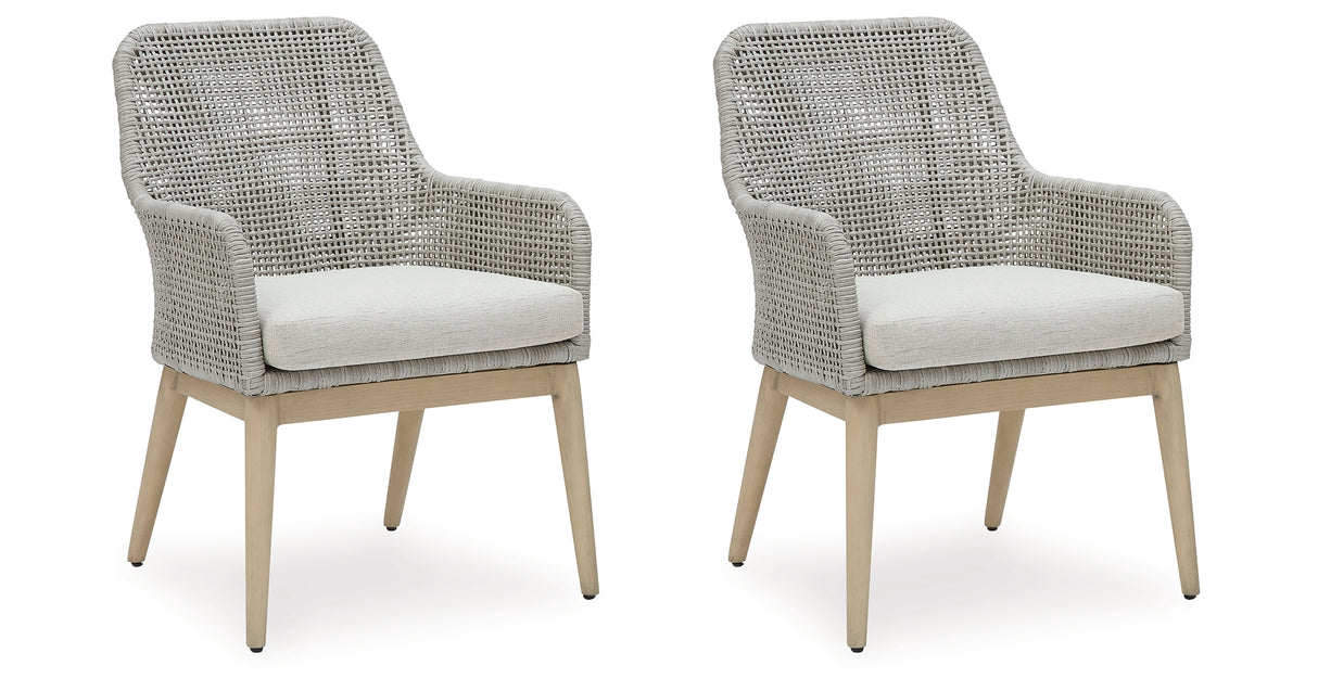 Seton Creek Gray Outdoor Dining Arm Chair from Ashley - Luna Furniture