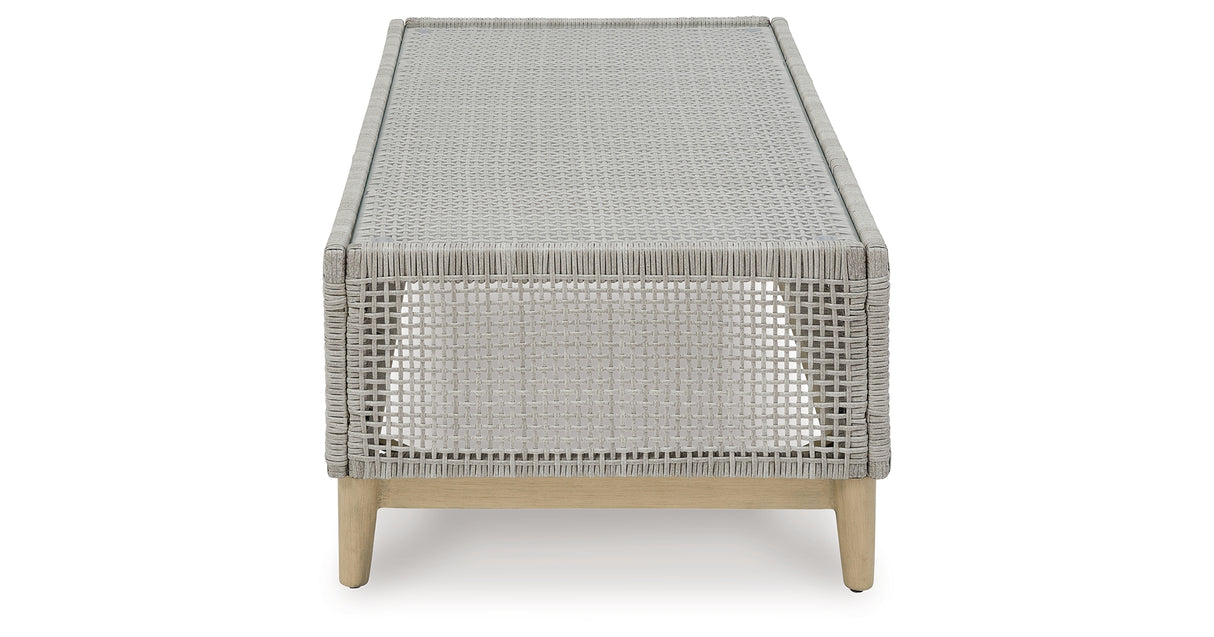 Seton Creek Outdoor Sofa and 2 Chairs with Coffee Table in Gray from Ashley Furniture - Luna Furniture