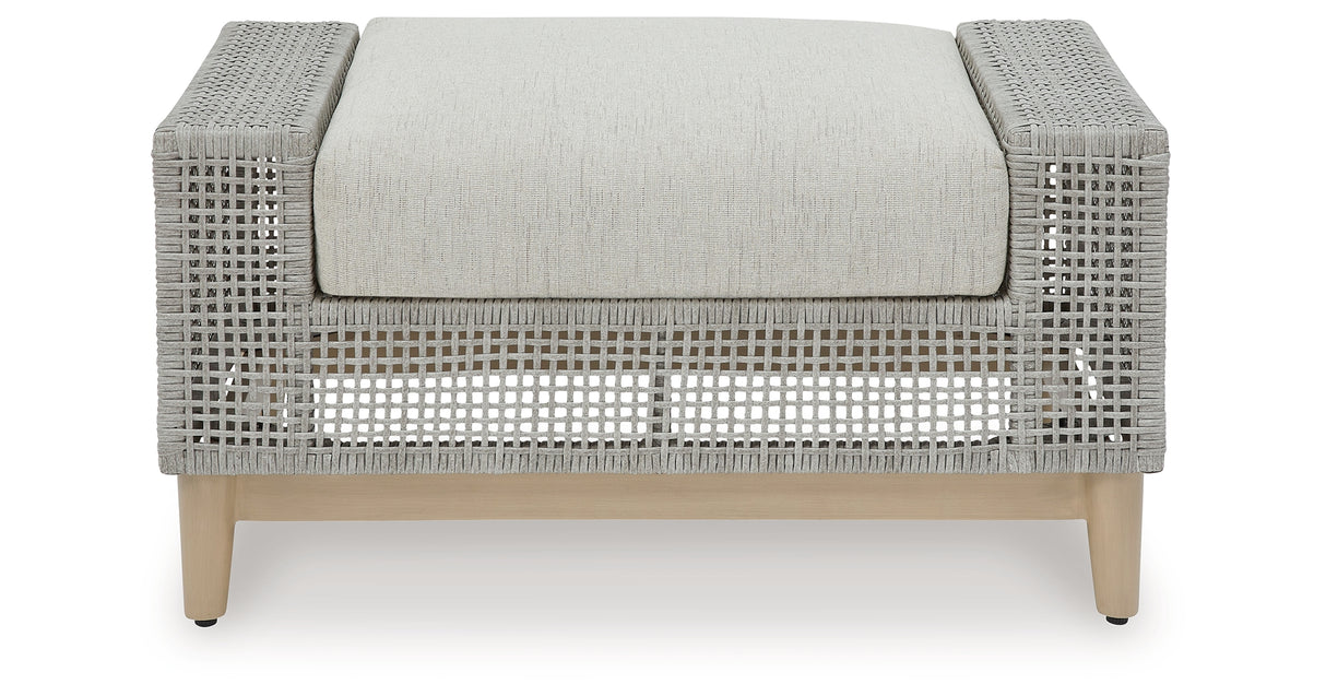 Seton Creek Outdoor Lounge Chair and Ottoman in Gray from Ashley Furniture - Luna Furniture