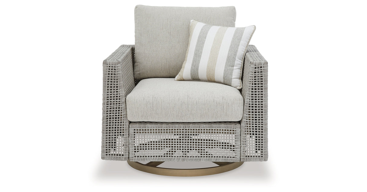 Seton Creek Outdoor Sofa and 2 Chairs with Coffee Table in Gray from Ashley Furniture - Luna Furniture