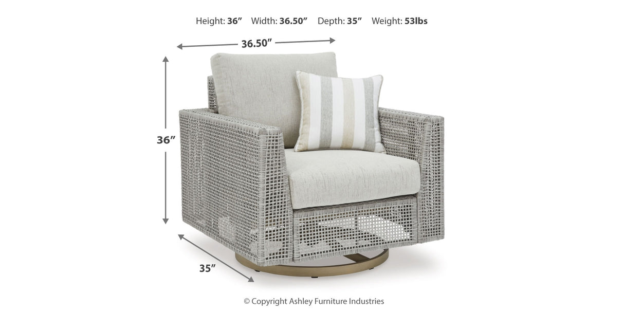 Seton Creek Outdoor Lounge Chair and Ottoman in Gray from Ashley Furniture - Luna Furniture