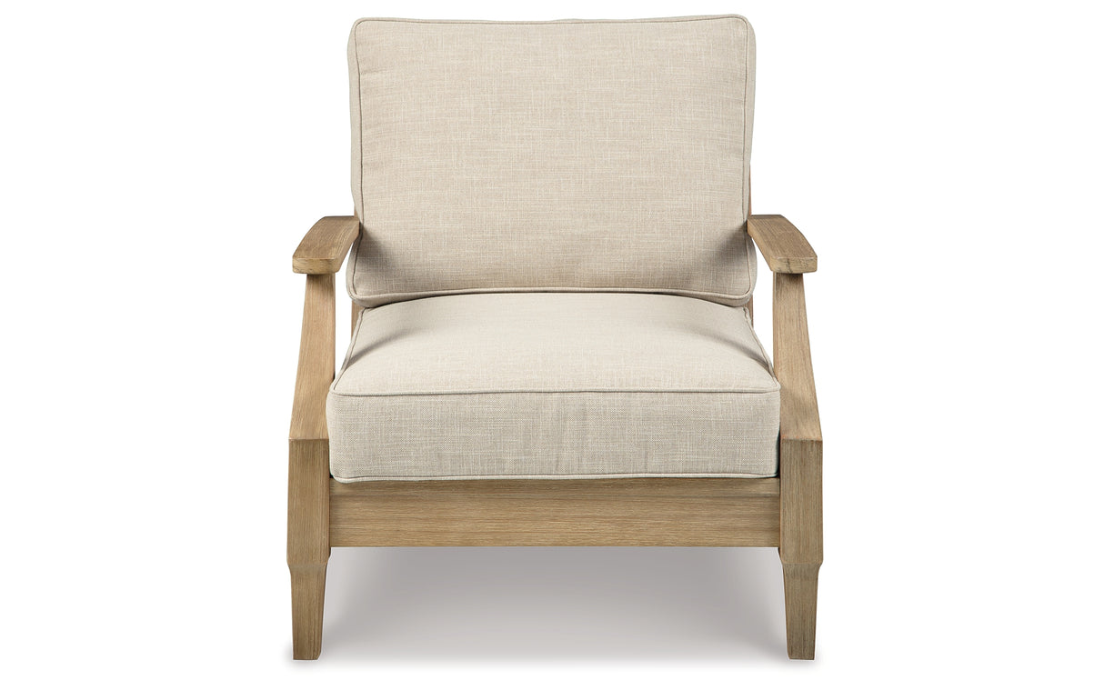 Clare View Outdoor Sofa with Lounge Chair in Beige from Ashley Furniture - Luna Furniture
