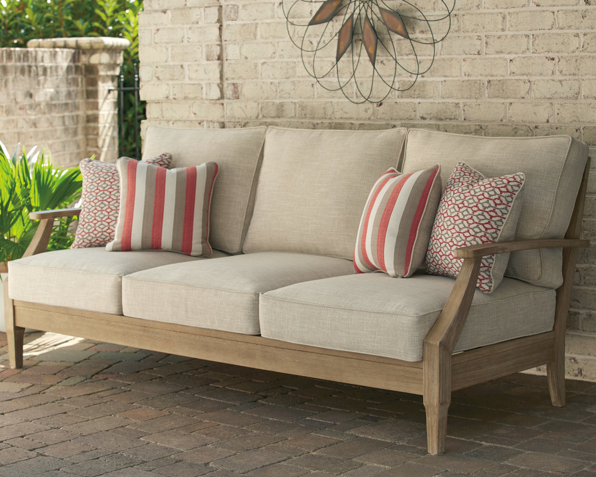 Clare View Beige Outdoor Sofa, Loveseat and Lounge Chair from Ashley Furniture - Luna Furniture
