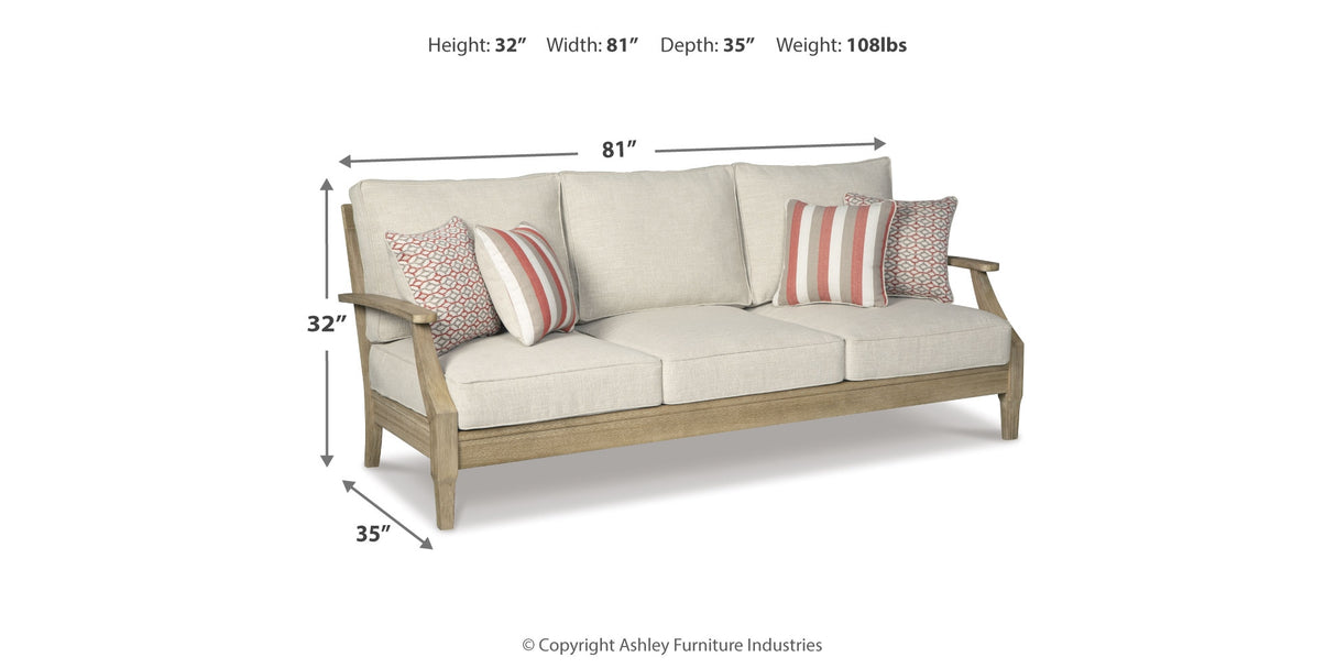 Clare View Beige Outdoor Sofa, Loveseat and Lounge Chair from Ashley Furniture - Luna Furniture