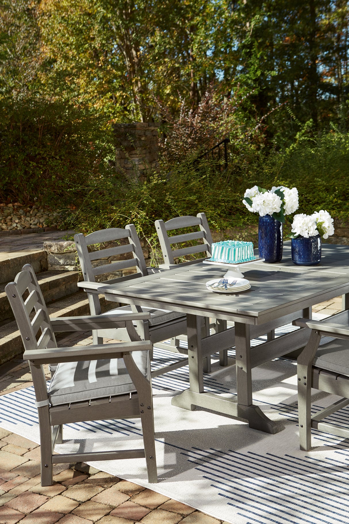 Visola Gray Outdoor Dining Table from Ashley Furniture - Luna Furniture