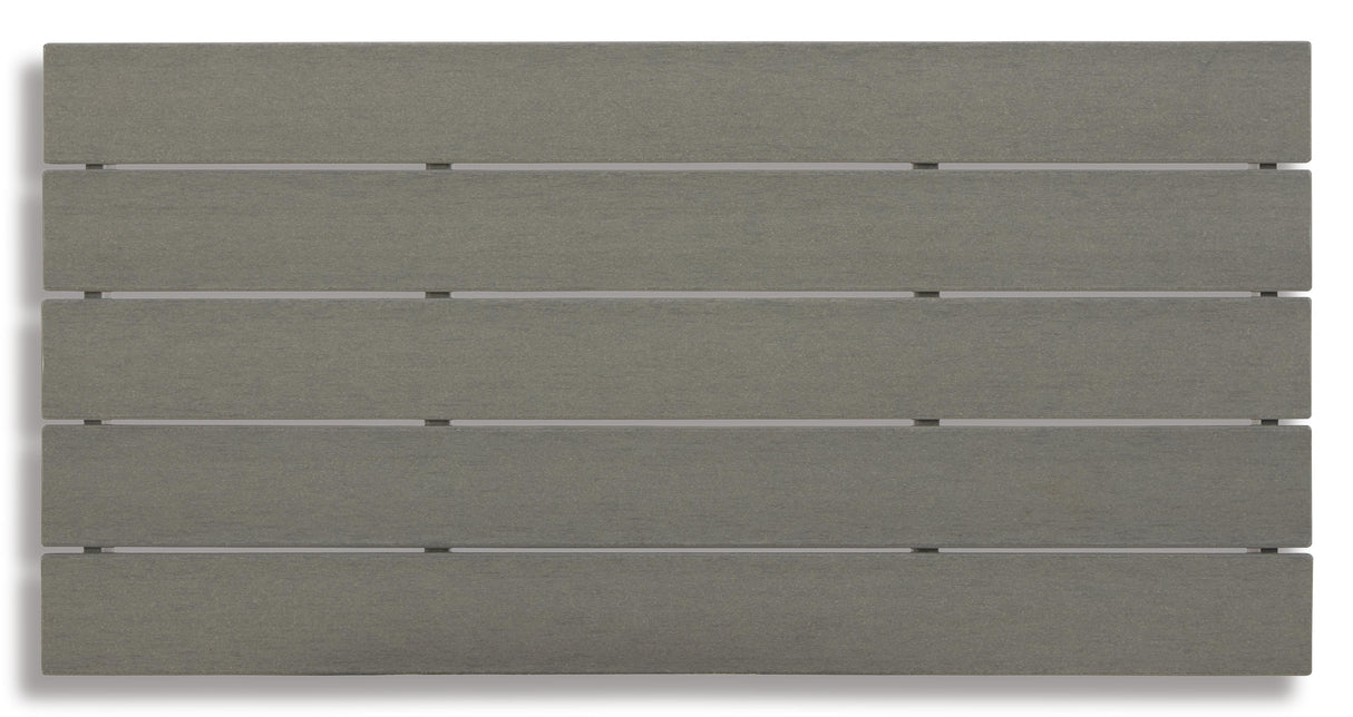 Visola Outdoor Loveseat and 2 Chairs with Coffee Table in Gray from Ashley Furniture - Luna Furniture