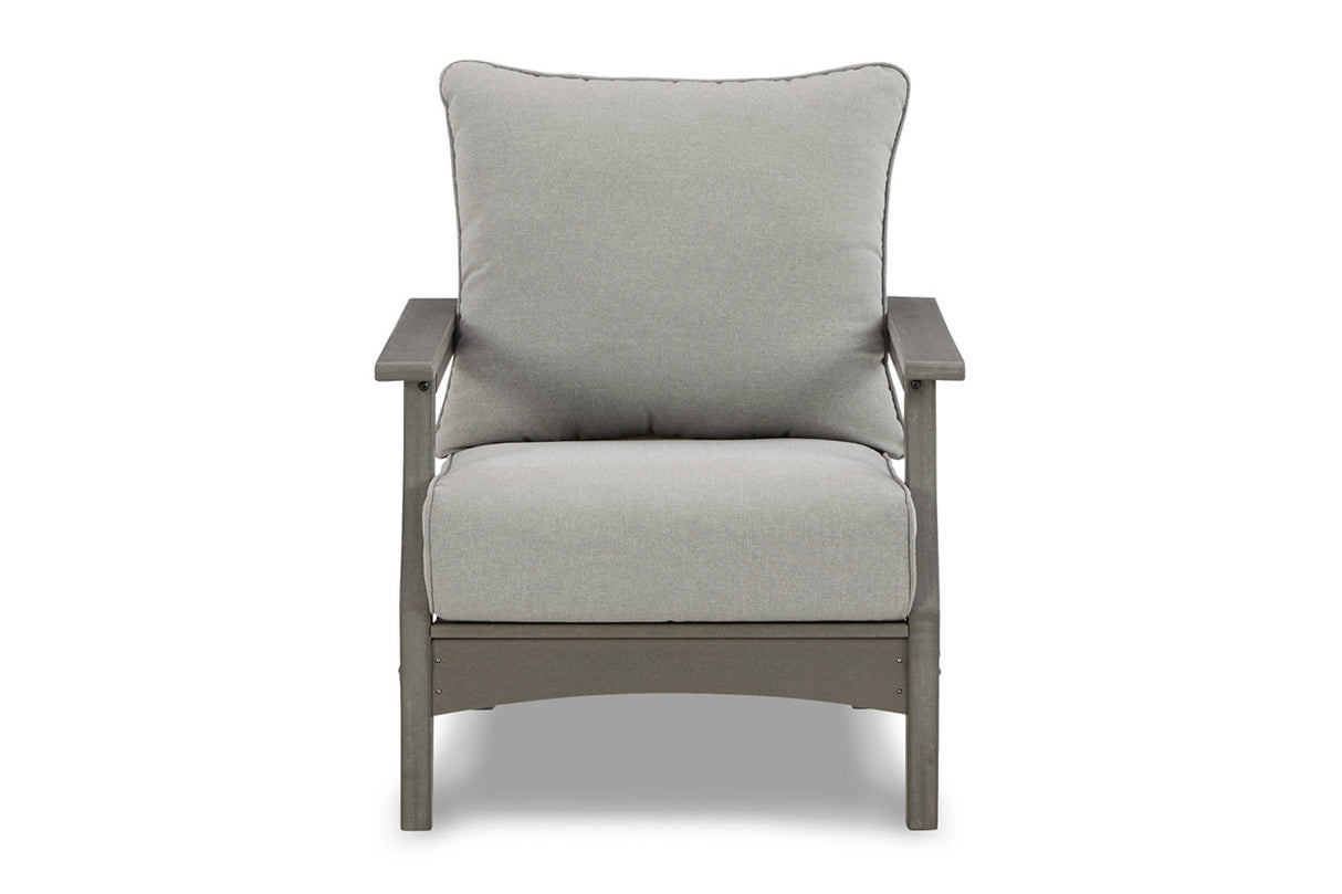 Visola Gray Outdoor Loveseat, 2 Lounge Chairs and Coffee Table from Ashley - Luna Furniture