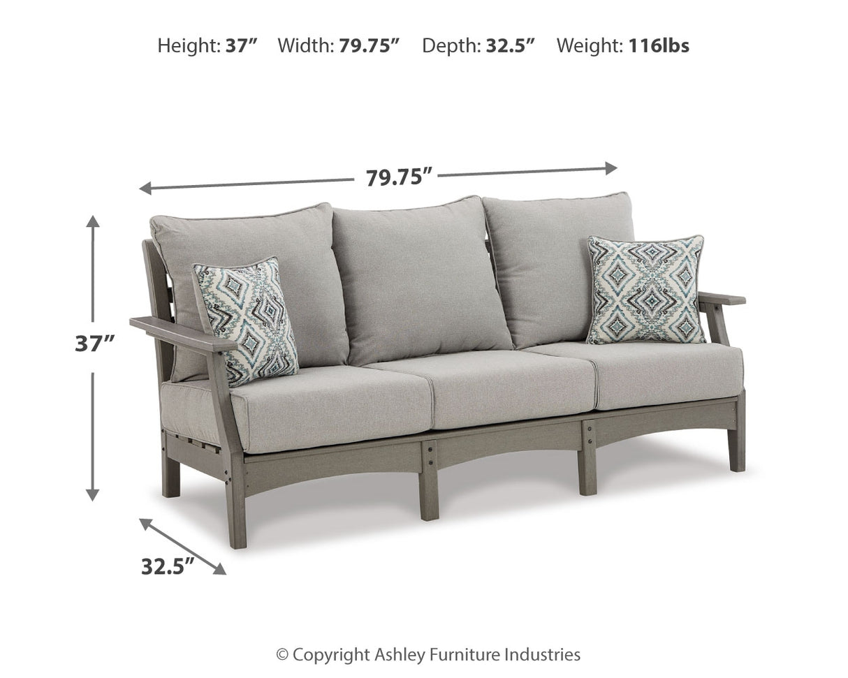 Visola Gray Outdoor Sofa with Cushion from Ashley Furniture - Luna Furniture