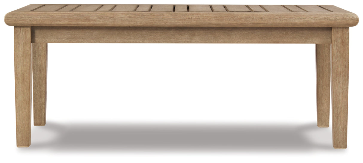 Clare View Outdoor Sofa with Coffee Table in Beige from Ashley Furniture - Luna Furniture