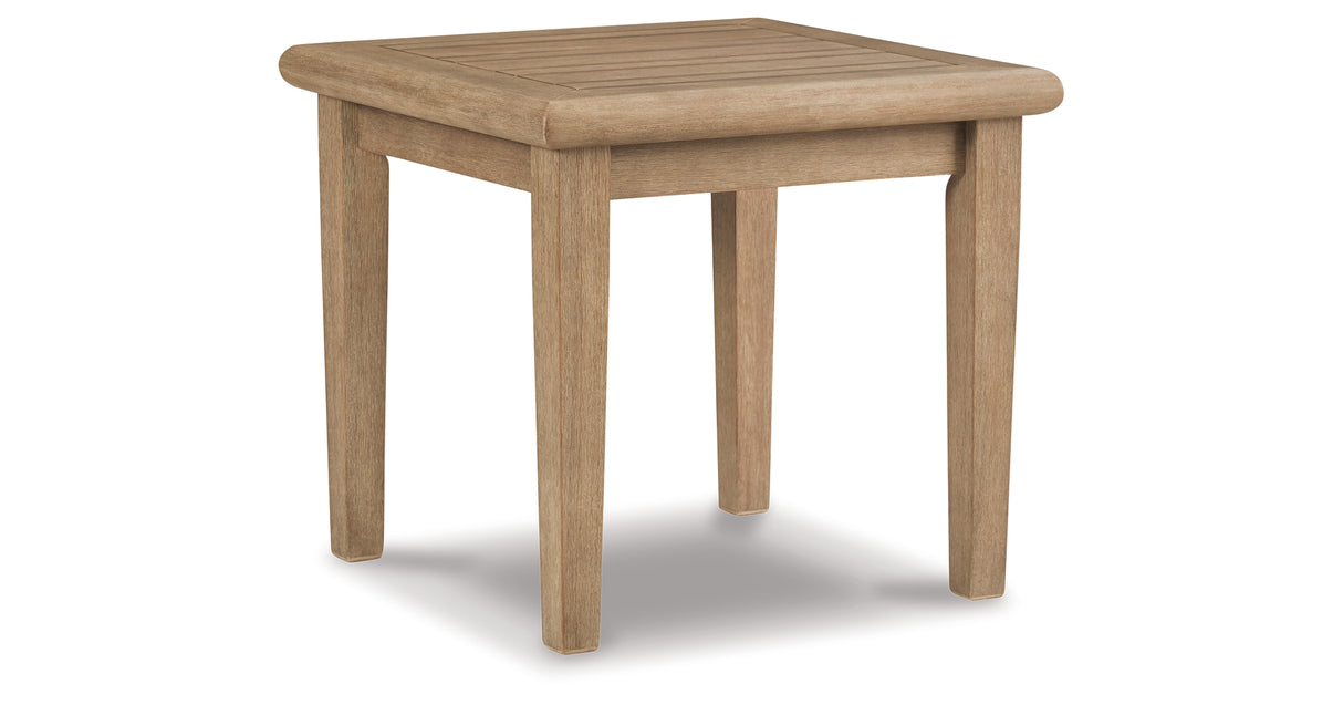 Clare View 2 Outdoor Chairs with End Table in Beige from Ashley Furniture - Luna Furniture