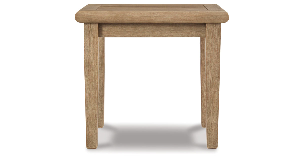 Clare View 2 Outdoor Chairs with End Table in Beige from Ashley Furniture - Luna Furniture