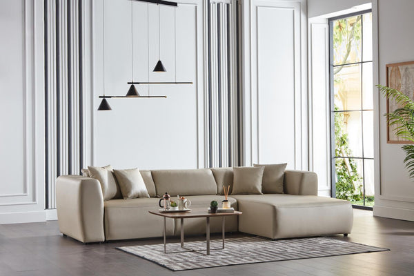 Picasso Santa Glory Cream RAF Chaise Sleeper Sectional