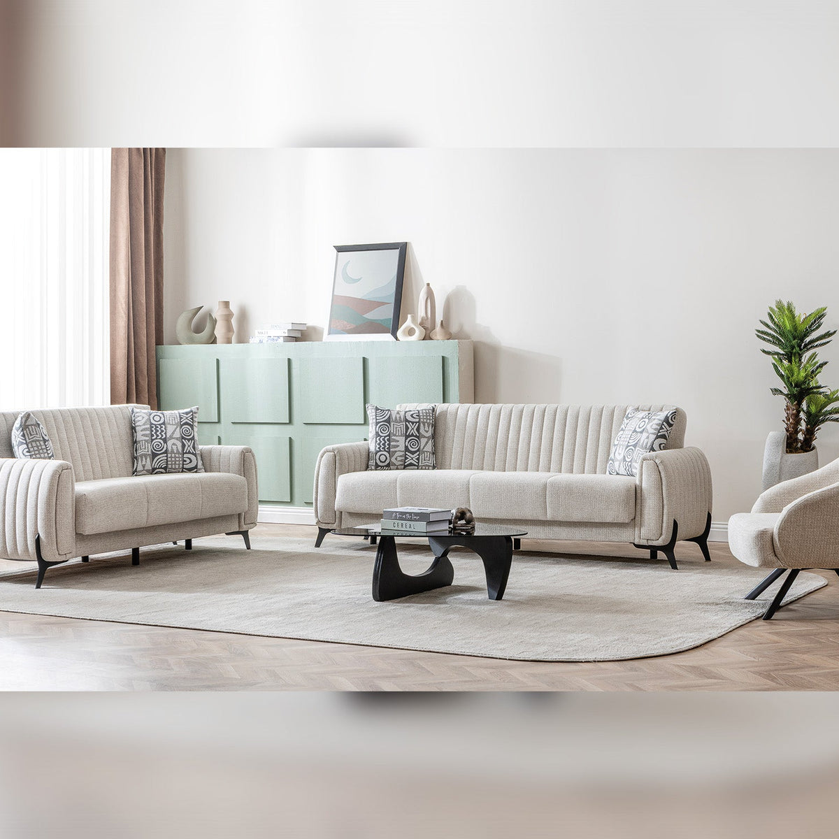 Furnia Palermo 3-pieces (Sofa & Loveseat & Chair) Livingroom Set in ...
