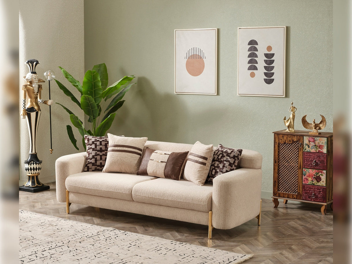 Shelby Stationary Sofa in Beige from Furnia - Luna Furniture