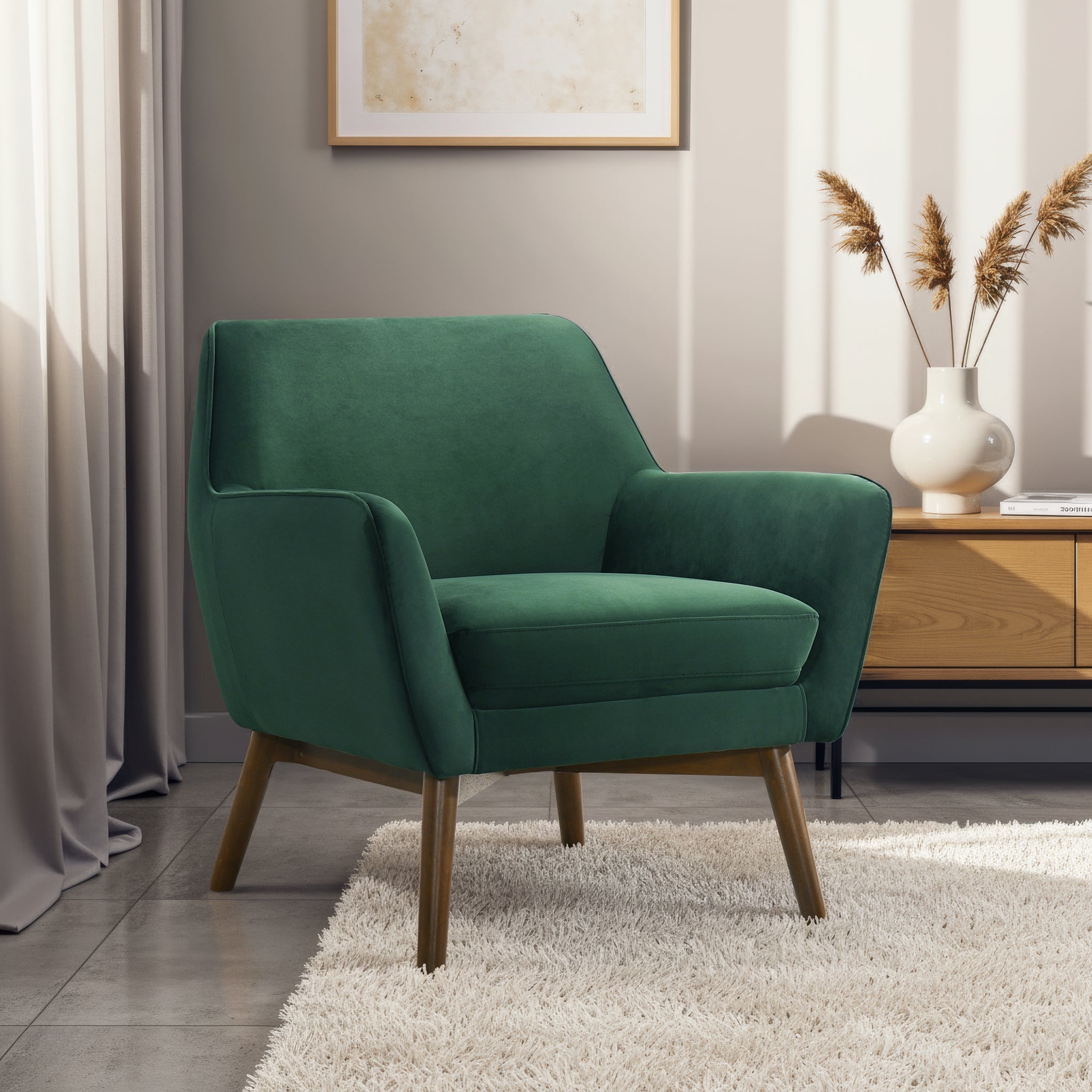Panom Forest Green Velvet Lounge Chair – Luna Furniture