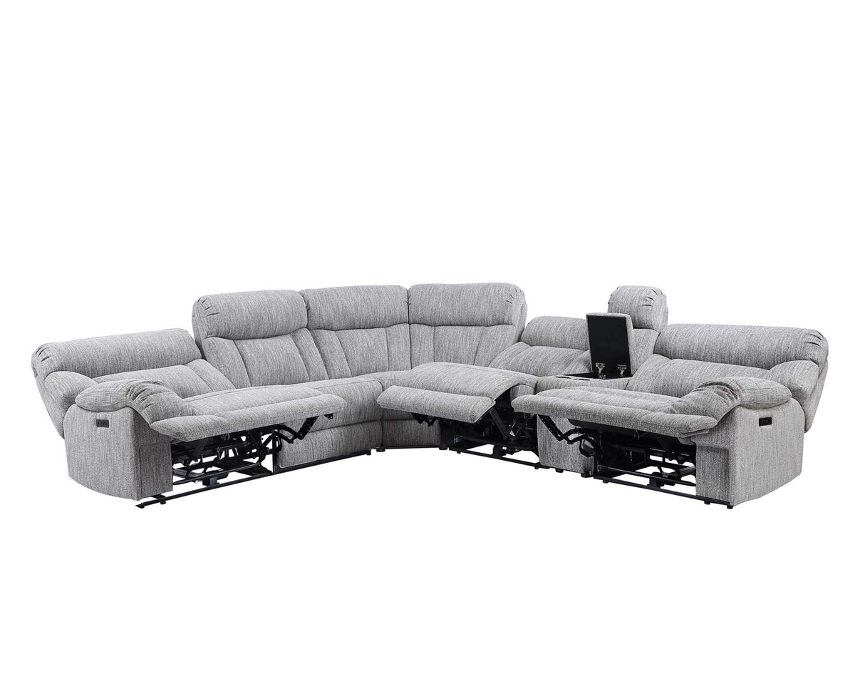 Park City Pearl Silver 6-Piece Dual Power Reclining Sectional from Steve Silver - Luna Furniture