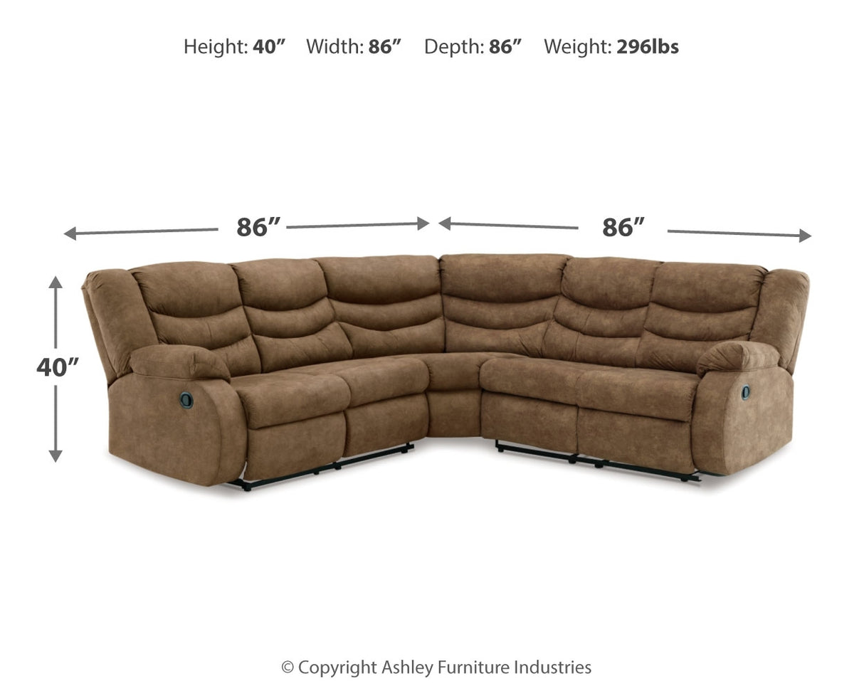 Partymate 2-Piece Sectional with Recliner in Brindle from Ashley Furniture - Luna Furniture