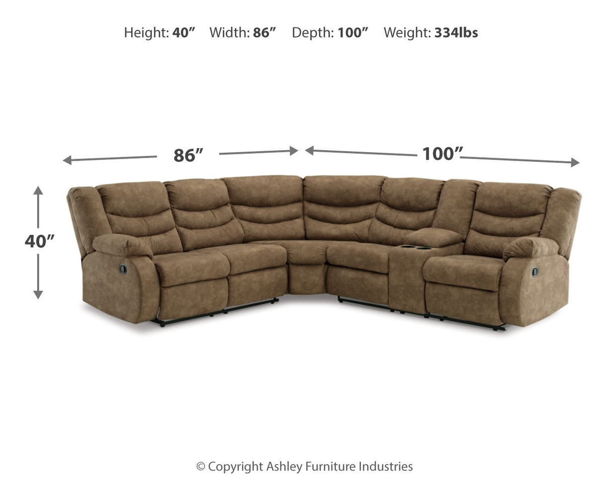 Partymate 2-Piece Sectional with Recliner in Brindle from Ashley Furniture - Luna Furniture