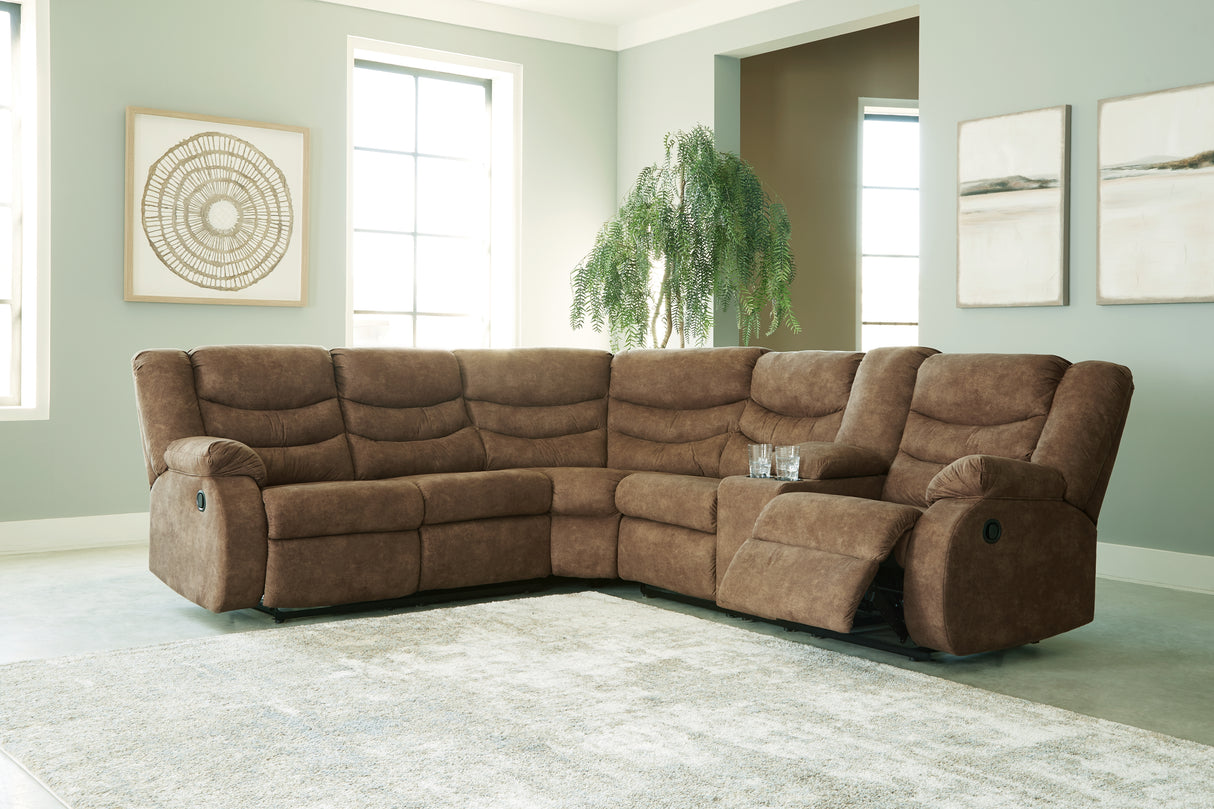 Partymate 2-Piece Sectional with Recliner in Brindle from Ashley Furniture - Luna Furniture