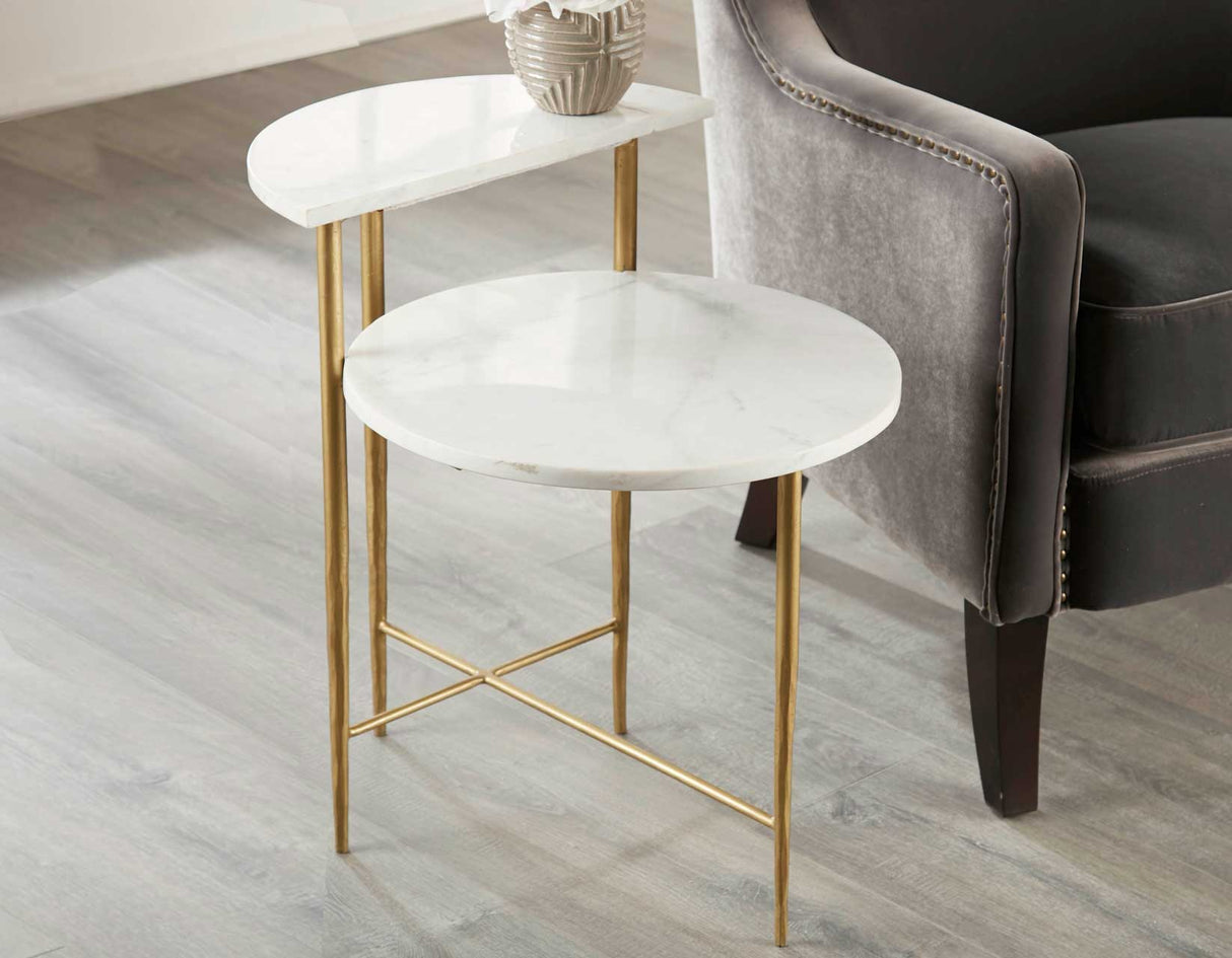 Patna White Marble Top Accent Table