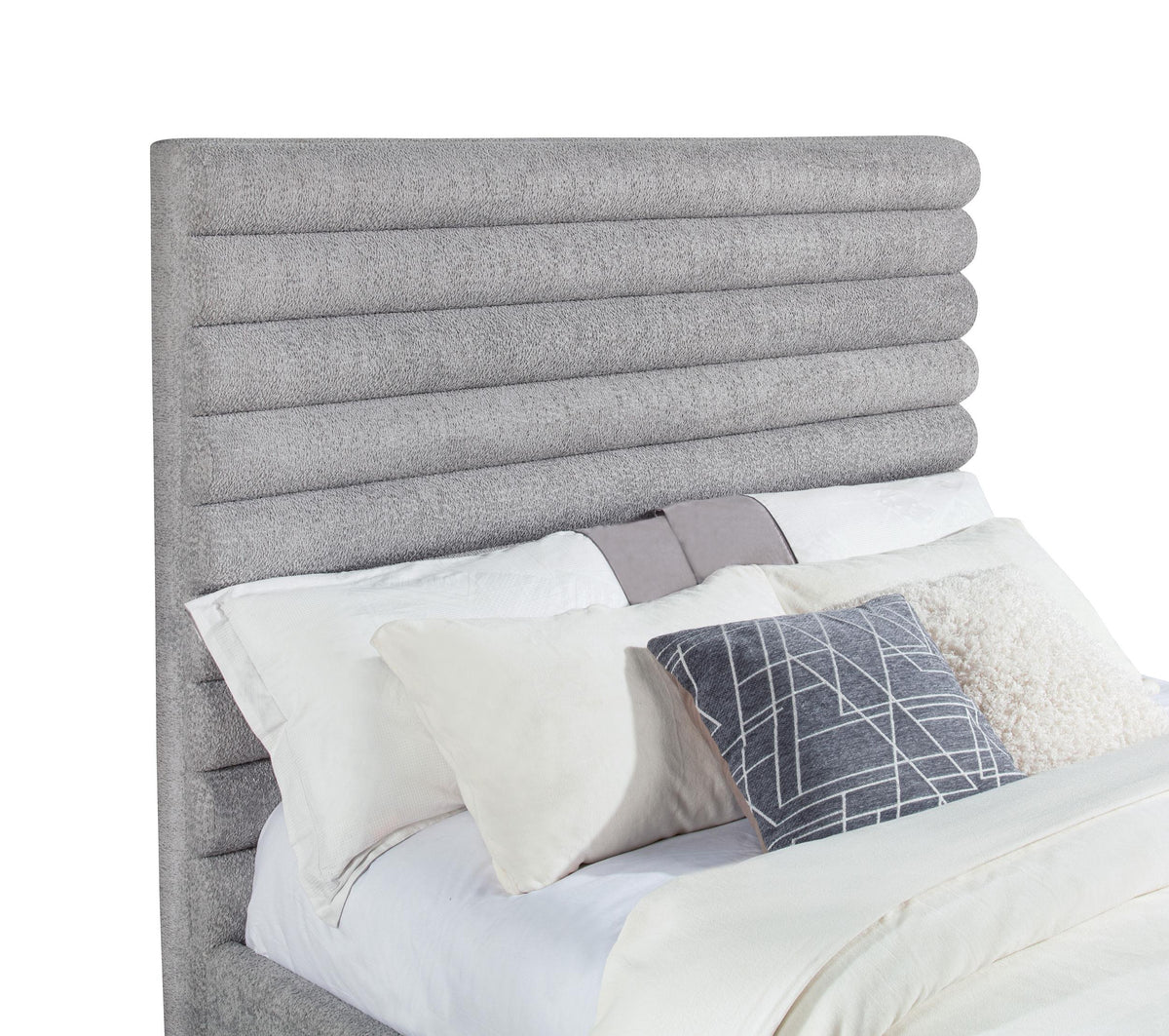 Patricia Gray Boucle Upholstered Eastern King Bed from Coaster - Luna Furniture