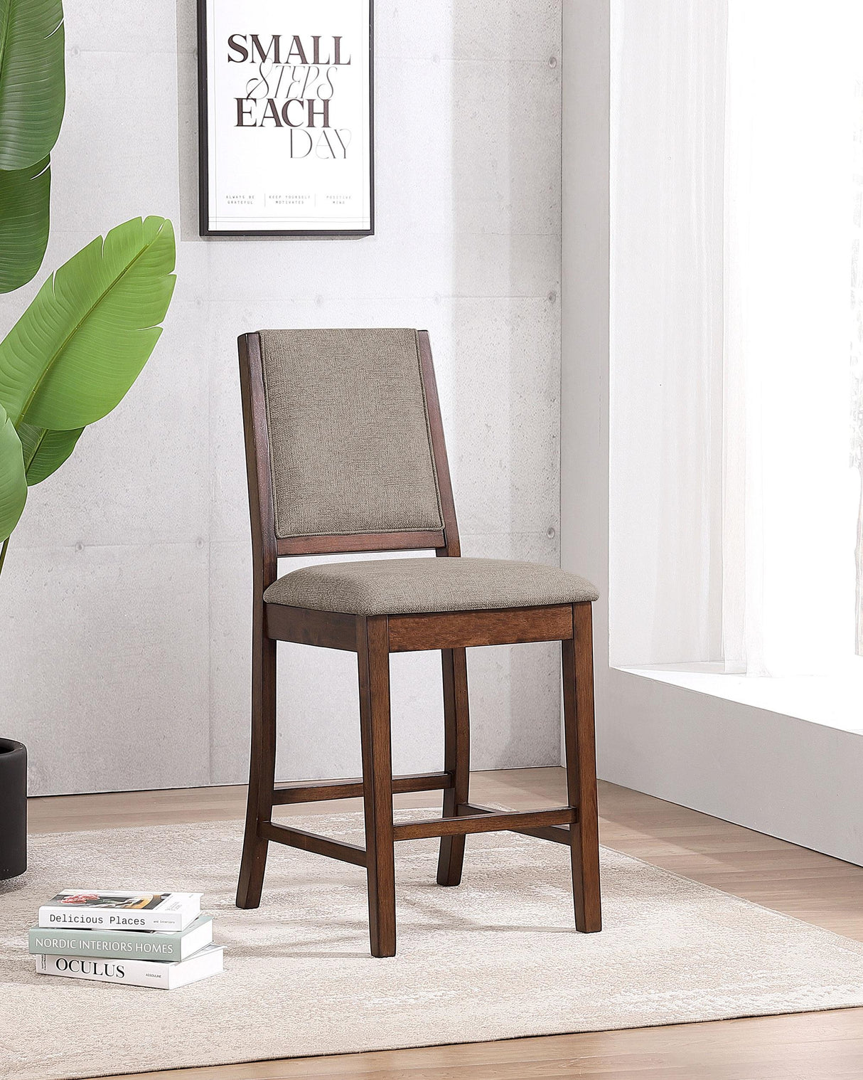 Patterson Mango Oak Upholstered Counter Chair, Set of 2 from Coaster - Luna Furniture