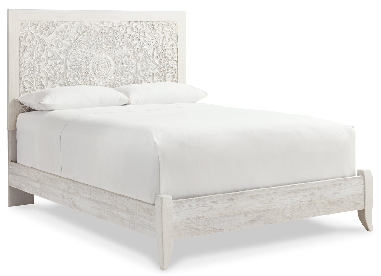 Paxberry Queen Panel Bed with Dresser in Whitewash from Ashley Furniture - Luna Furniture