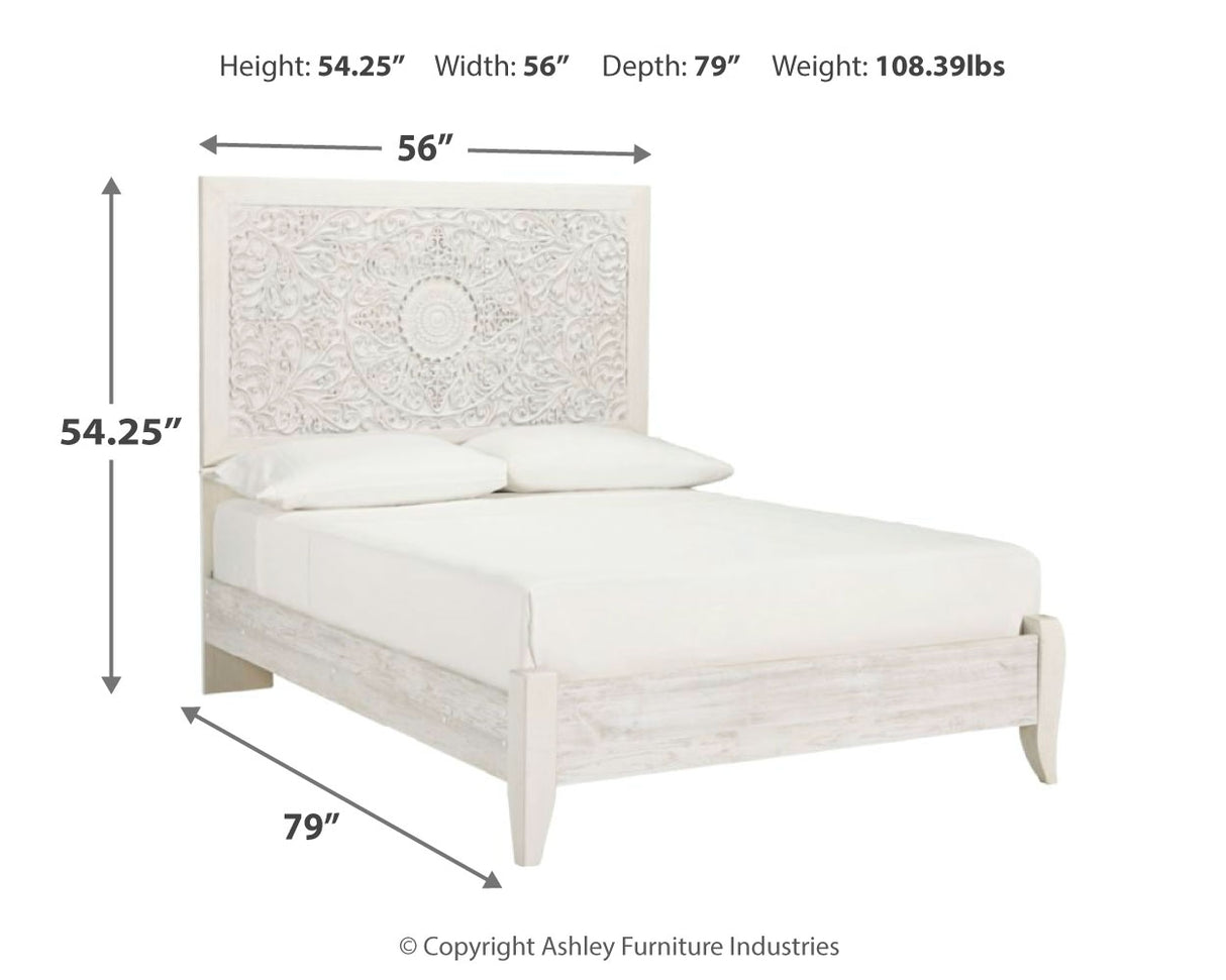 Paxberry Queen Panel Bed with Dresser in Whitewash from Ashley Furniture - Luna Furniture