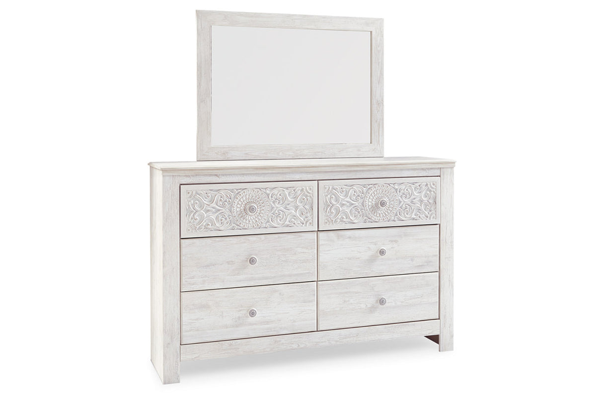 Paxberry Whitewash Dresser and Mirror from Ashley - Luna Furniture
