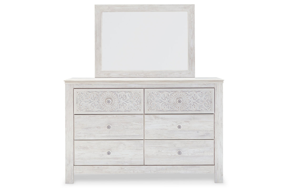 Paxberry Whitewash Dresser and Mirror from Ashley - Luna Furniture