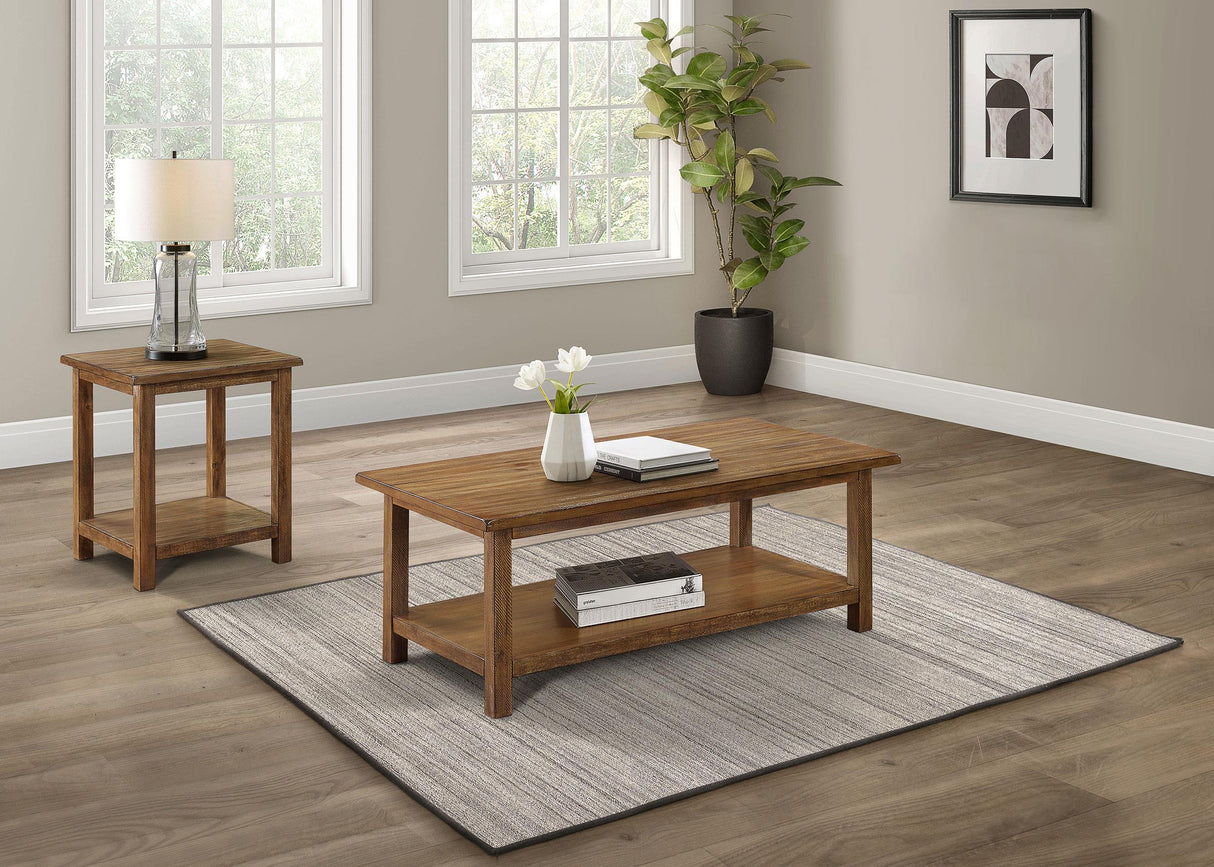 Payne Distressed Brown 2-Piece Coffee and End Table Set from Coaster - Luna Furniture