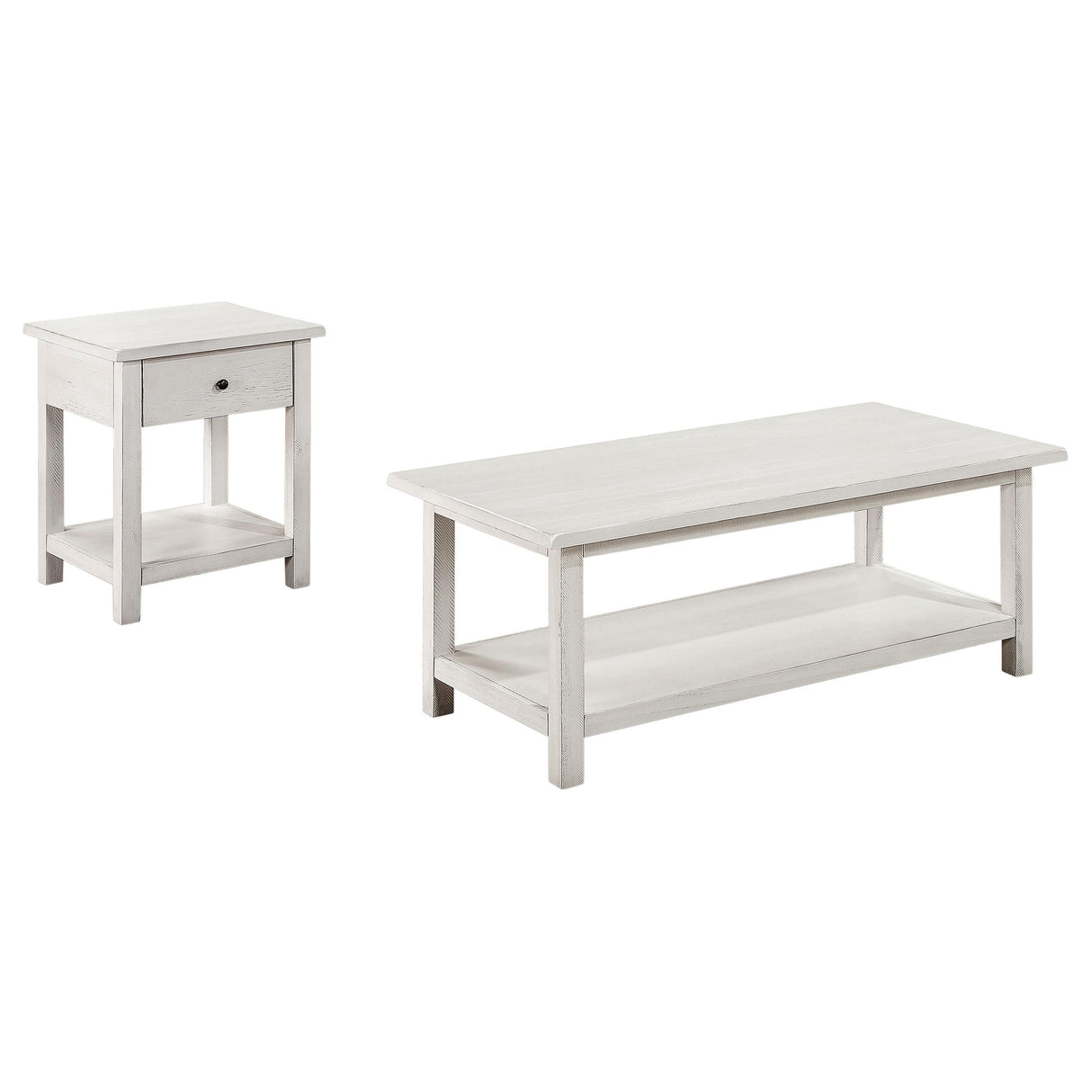 Payne Distressed White 2-Piece Coffee and 1-Drawer End Table Set from Coaster - Luna Furniture