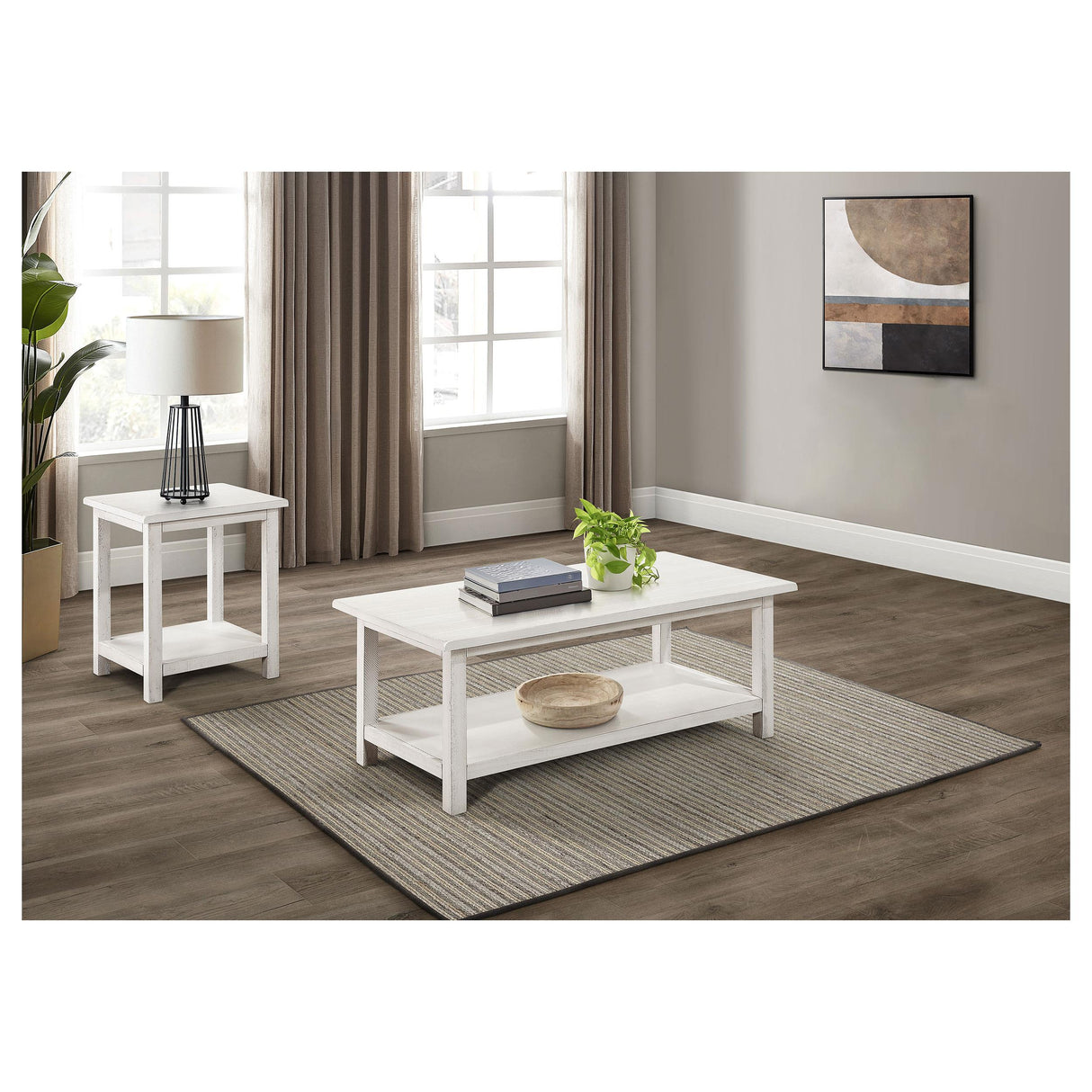 Payne Distressed White 2-Piece Coffee and End Table Set from Coaster - Luna Furniture