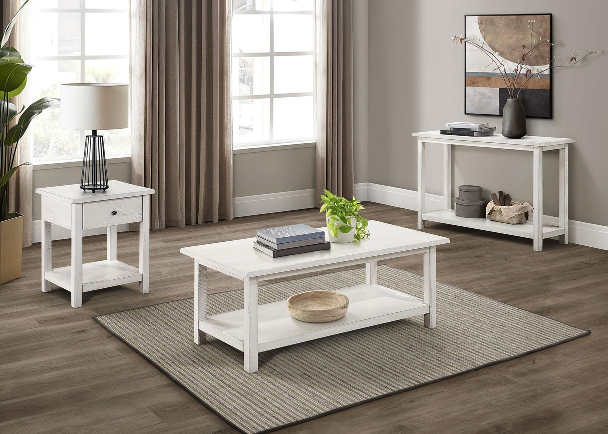 Payne White 1-Drawer Wood End Table with Shelf from Coaster - Luna Furniture