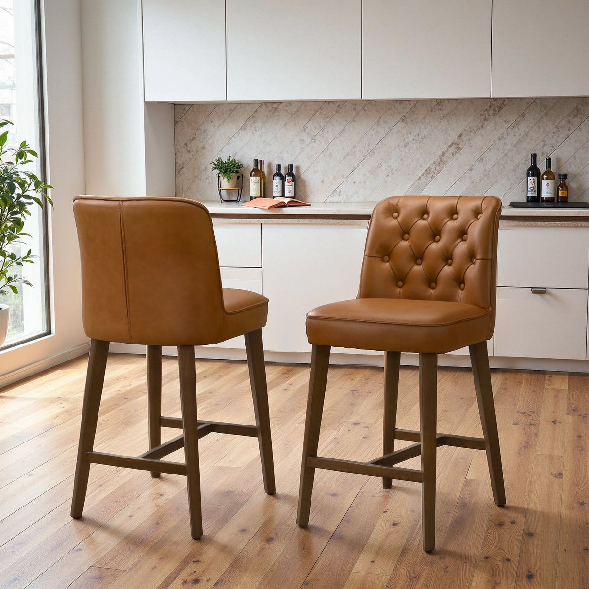 Peoria Cognac Modern Counter Stool from Midinmod - Luna Furniture