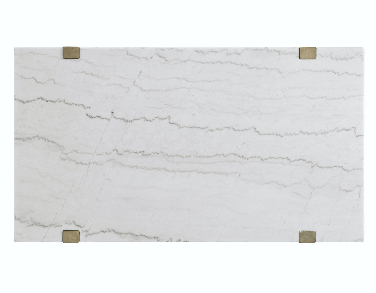 Perth White Marble Top Cocktail Table with Casters from Steve Silver - Luna Furniture