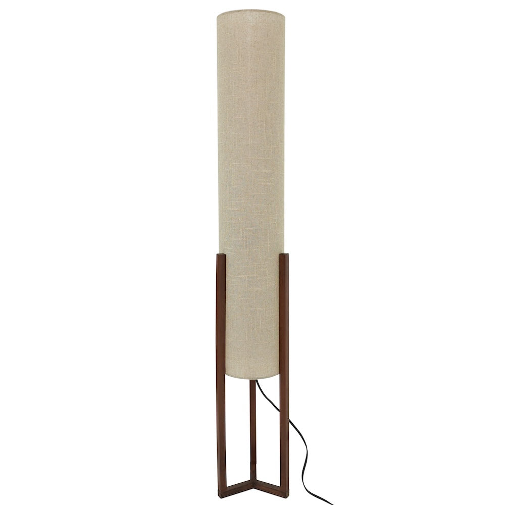 Pharos Contemporary Cylinder Floor Lamp with Brown Wood Base from Ashcroft Furniture - Luna Furniture
