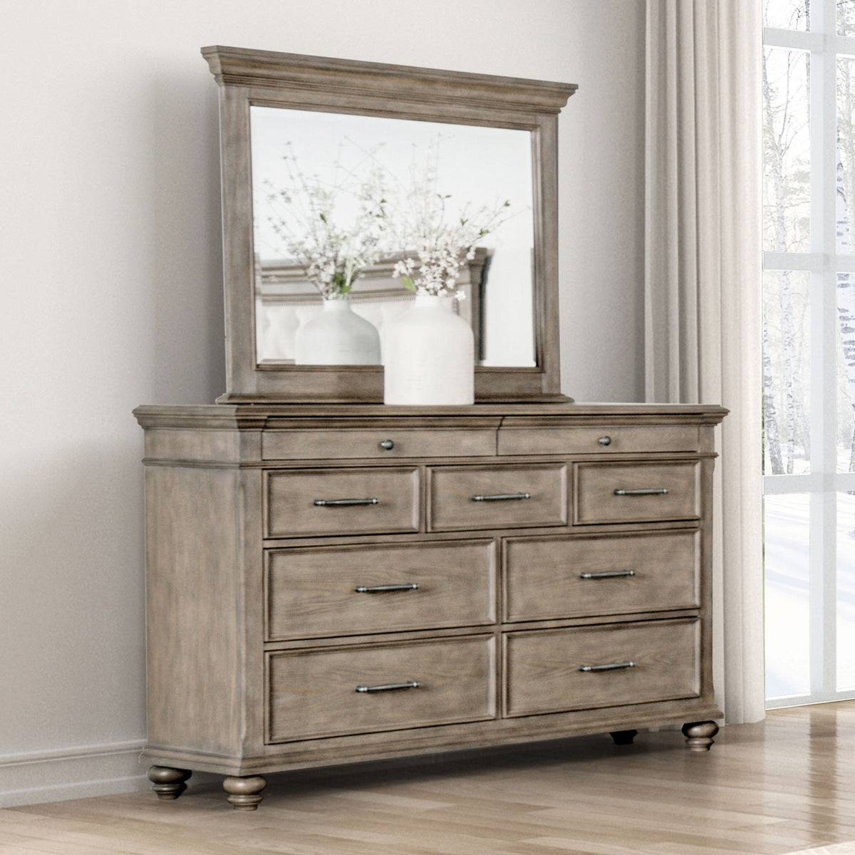 oak dresser Philomath Aged master-woman-all drawer dresser features a Style:EE01489WH Business Casual For Women,
