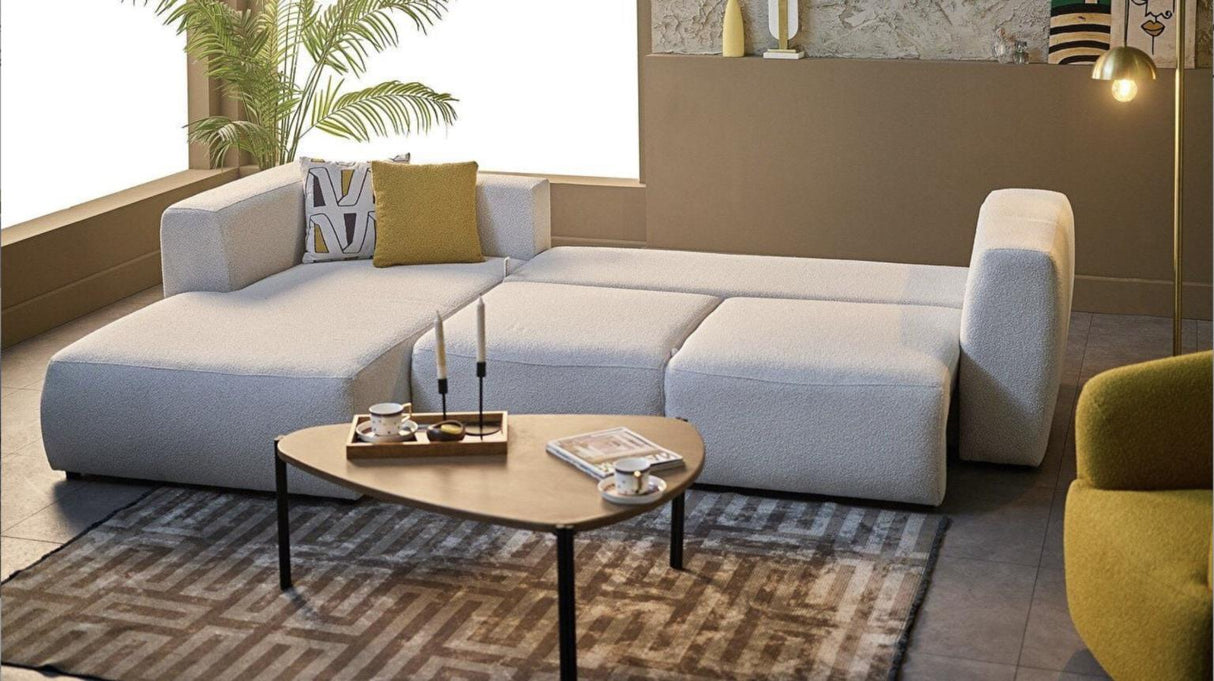 Picasso Oscar White LAF Chaise Sleeper Sectional from Bellona - Luna Furniture